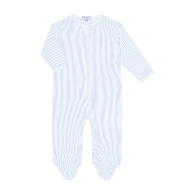 Nella Pima Nella Pima Blue Classic Stripes Zipper Footie