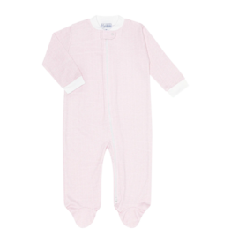 Nella Pima Nella Pima Pink Herringbone Zipper Footie