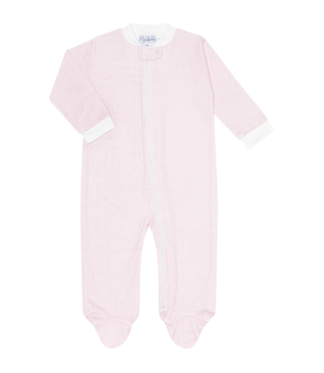Nella Pima Nella Pima Pink Herringbone Zipper Footie