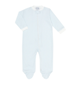 Nella Pima Nella Pima Blue Herringbone Zipper Footie