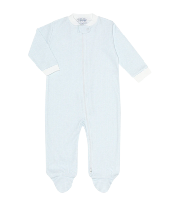 Nella Pima Nella Pima Blue Herringbone Zipper Footie