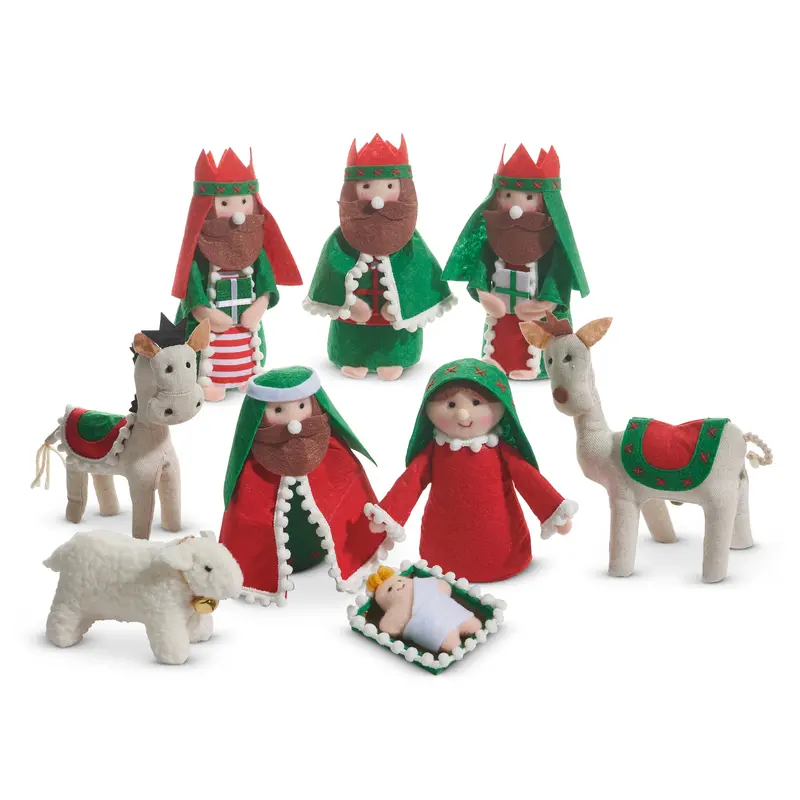 Raz Imports 6" Nativity - Red/Green