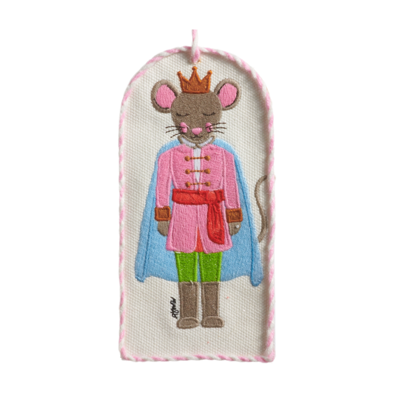 Raz Imports Needlepoint Pastel Mouse King Ballet Ornament
