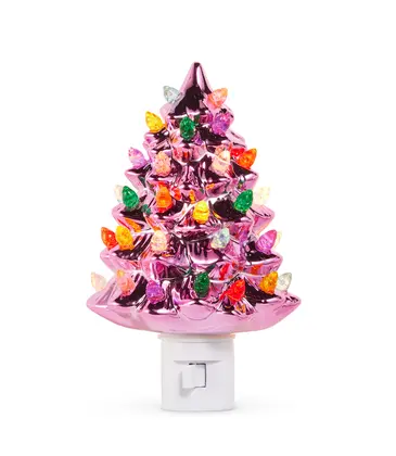 Raz Imports Vintage Tree Night Light - Metallic Pink
