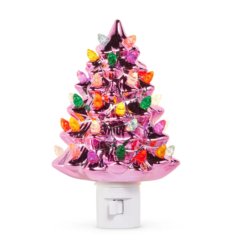 Raz Imports Vintage Tree Night Light - Metallic Pink