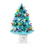 Raz Imports Vintage Tree Night Light - Metallic Blue