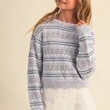 heart and arrow heart and arrow Blue Multi Flower Pointelle Sweater