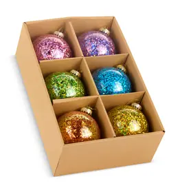 Raz Imports Box Set of Chunky Glitter Ball Ornaments