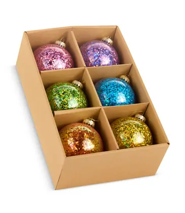 Raz Imports Box Set of Chunky Glitter Ball Ornaments