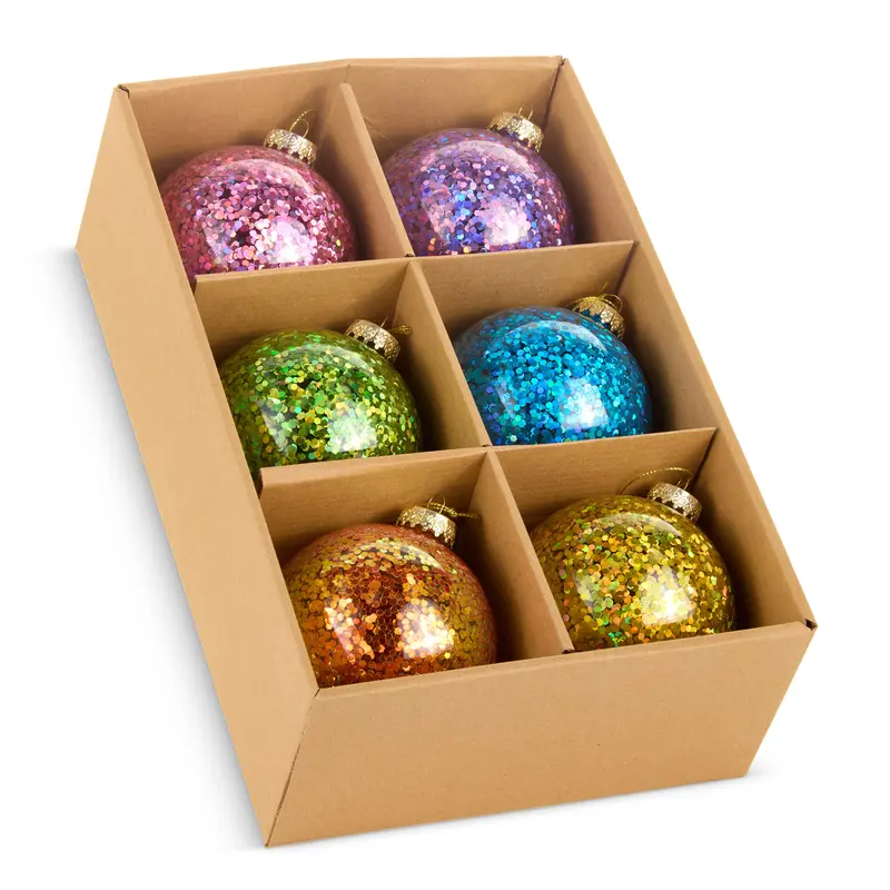 Raz Imports Box Set of Chunky Glitter Ball Ornaments
