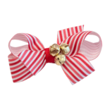 Wee Ones Wee Ones Mini Candy Cane Stripe w/ Bells Bow