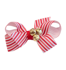 Wee Ones Wee Ones Mini Candy Cane Stripe w/ Bells Bow
