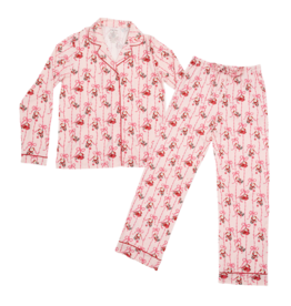 Angel Dear Angel Dear Long Sleeve Coat Style Pajamas - Bows & Santa