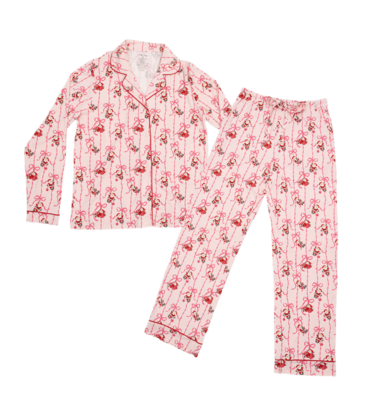 Angel Dear Angel Dear Long Sleeve Coat Style Pajamas - Bows & Santa