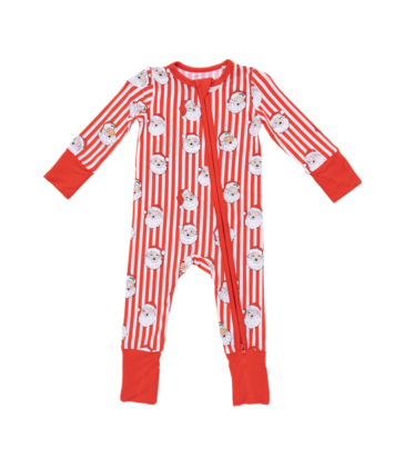 Angel Dear Angel Dear Zipper Romper - Vintage Santa Stripe