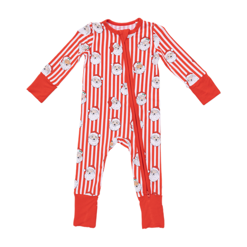 Angel Dear Angel Dear Zipper Romper - Vintage Santa Stripe