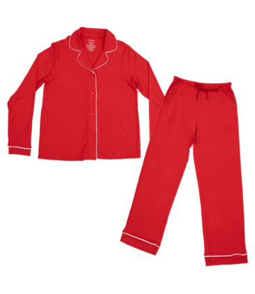Angel Dear Angel Dear Long Sleeve Coat Style Pajamas - Ribbon Red