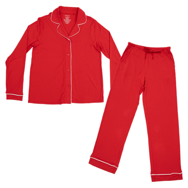 Angel Dear Angel Dear Long Sleeve Coat Style Pajamas - Ribbon Red