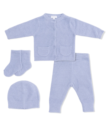 Angel Dear Angel Dear Chenille Button Down Cardigan Set - Dusty Blue