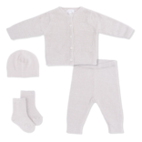 Angel Dear Angel Dear Chenille Button Down Cardigan Set - Natural