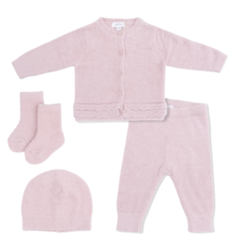 Angel Dear Angel Dear Chenille Button Down Cardigan Set - Blush