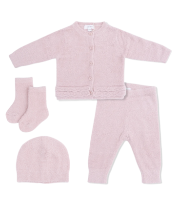 Angel Dear Angel Dear Chenille Button Down Cardigan Set - Blush