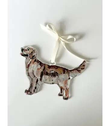 Chelsea McShane Art Golden Retriever Dark Acrylic Ornament