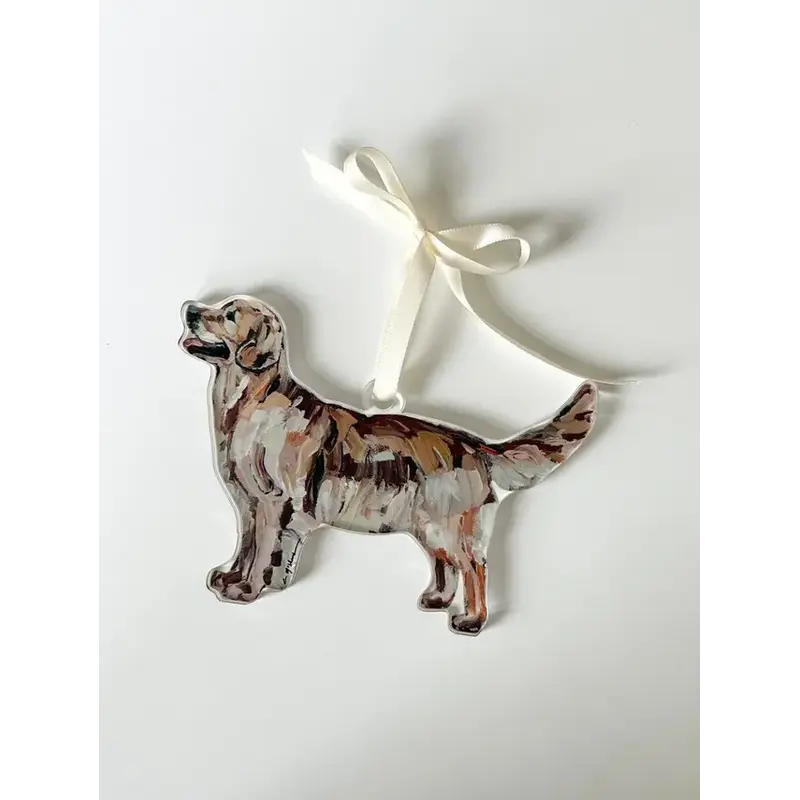 Chelsea McShane Art Golden Retriever Dark Acrylic Ornament