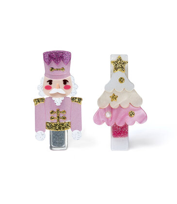 Lilies & Roses Nutcracker Tree Pink Hair Clips