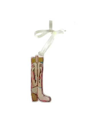 Chelsea McShane Art Cowgirl Up Cowboy Boot Acrylic Ornament