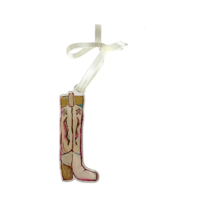 Chelsea McShane Art Cowgirl Up Cowboy Boot Acrylic Ornament