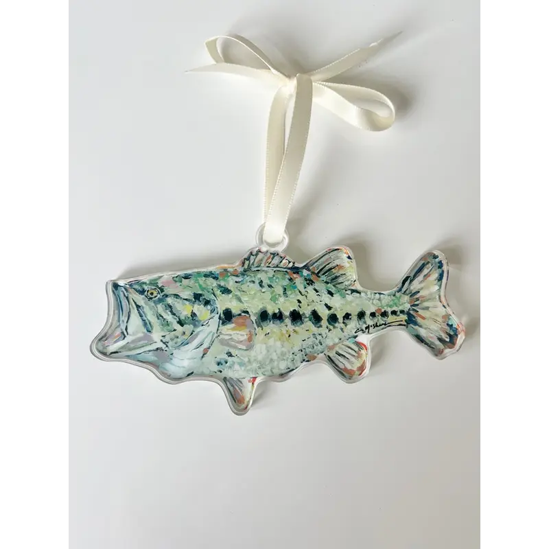 Chelsea McShane Art Gone Fishin Bass Acrylic Ornament