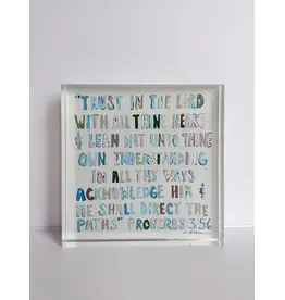Chelsea McShane Art Proverbs 3:5-6 Neutral Acrylic Block