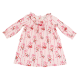 Angel Dear Angel Dear Long Sleeve Gown w/ Ruffle Collar - Bows & Santa