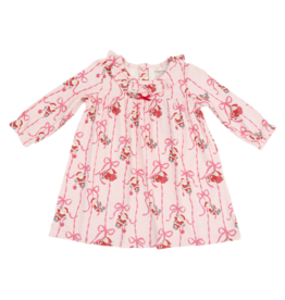 Angel Dear Angel Dear Long Sleeve Gown w/ Ruffle Collar - Bows & Santa