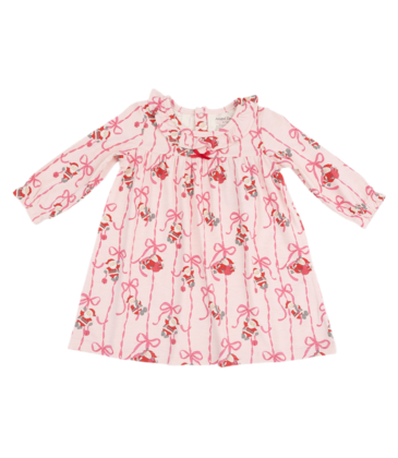 Angel Dear Angel Dear Long Sleeve Gown w/ Ruffle Collar - Bows & Santa