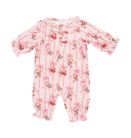 Angel Dear Angel Dear Long Sleeve Ruffle Collar Romper - Bows & Santa