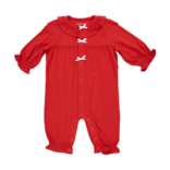 Angel Dear Angel Dear Long Sleeve Ruffle Collar Romper - Ribbon Red