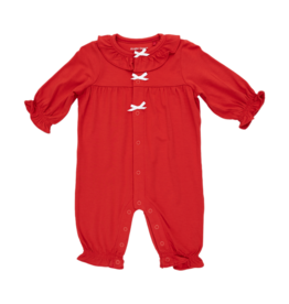 Angel Dear Angel Dear Long Sleeve Ruffle Collar Romper - Ribbon Red