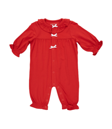 Angel Dear Angel Dear Long Sleeve Ruffle Collar Romper - Ribbon Red