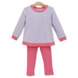 Trotter Street Kids Trotter Street Kids Reagan Pant Set - Lavender Stripe/Pink