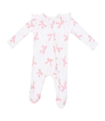Angel Dear Angel Dear Ruffle Zipper Footie - Pretty Bows