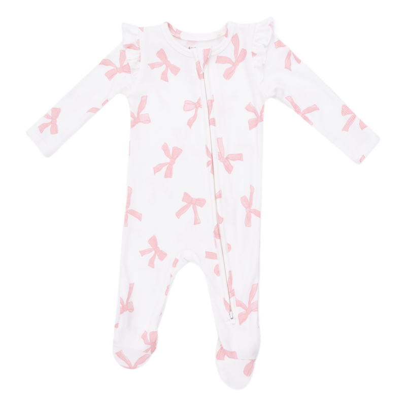 Angel Dear Angel Dear Ruffle Zipper Footie - Pretty Bows
