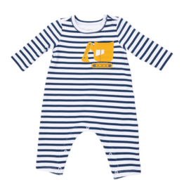 Angel Dear Angel Dear Snap Shoulder Romper - Digger/White/Navy Stripe