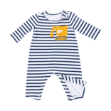 Angel Dear Angel Dear Snap Shoulder Romper - Digger/White/Navy Stripe