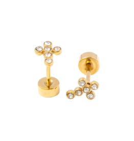 Pip Pop Post Pip Pop Post Diamond Cross Stud Earrings
