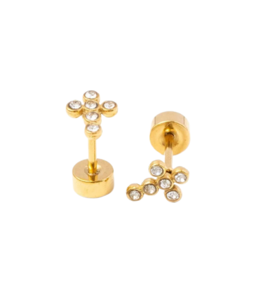 Pip Pop Post Pip Pop Post Diamond Cross Stud Earrings