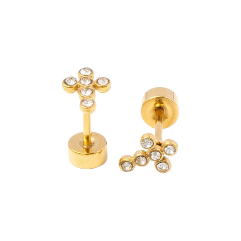 Pip Pop Post Pip Pop Post Diamond Cross Stud Earrings