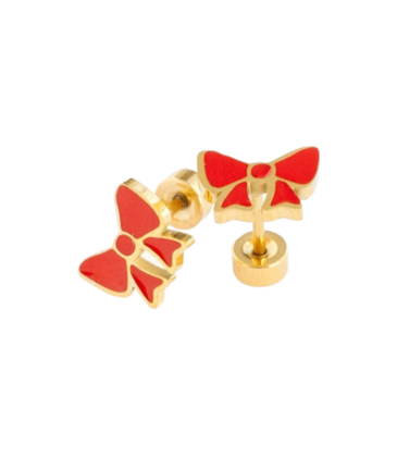 Pip Pop Post Pip Pop Post Red Bow Stud Earrings