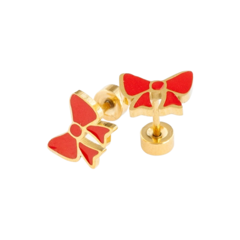 Pip Pop Post Pip Pop Post Red Bow Stud Earrings